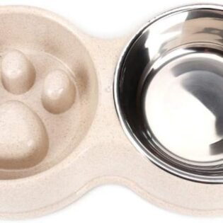 Stainless Steel Pet Slow Feeder Bowl for Puppies Small Dogs and Cats