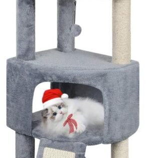 Cat Tree Tower with Large Cat Condo for Indoor Cats Activity Center Furniture with Scratching Post and Hanging Bed