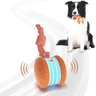 Interactive Dog Toy Automatic Moving and Rolling Toy with Rope for Small Medium and Large Dogs Boredom Relief