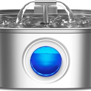 Stainless Steel Cat Water Fountain Automatic Pet Water Fountain Dog Water Dispenser with Water Level Window for Indoor Cats