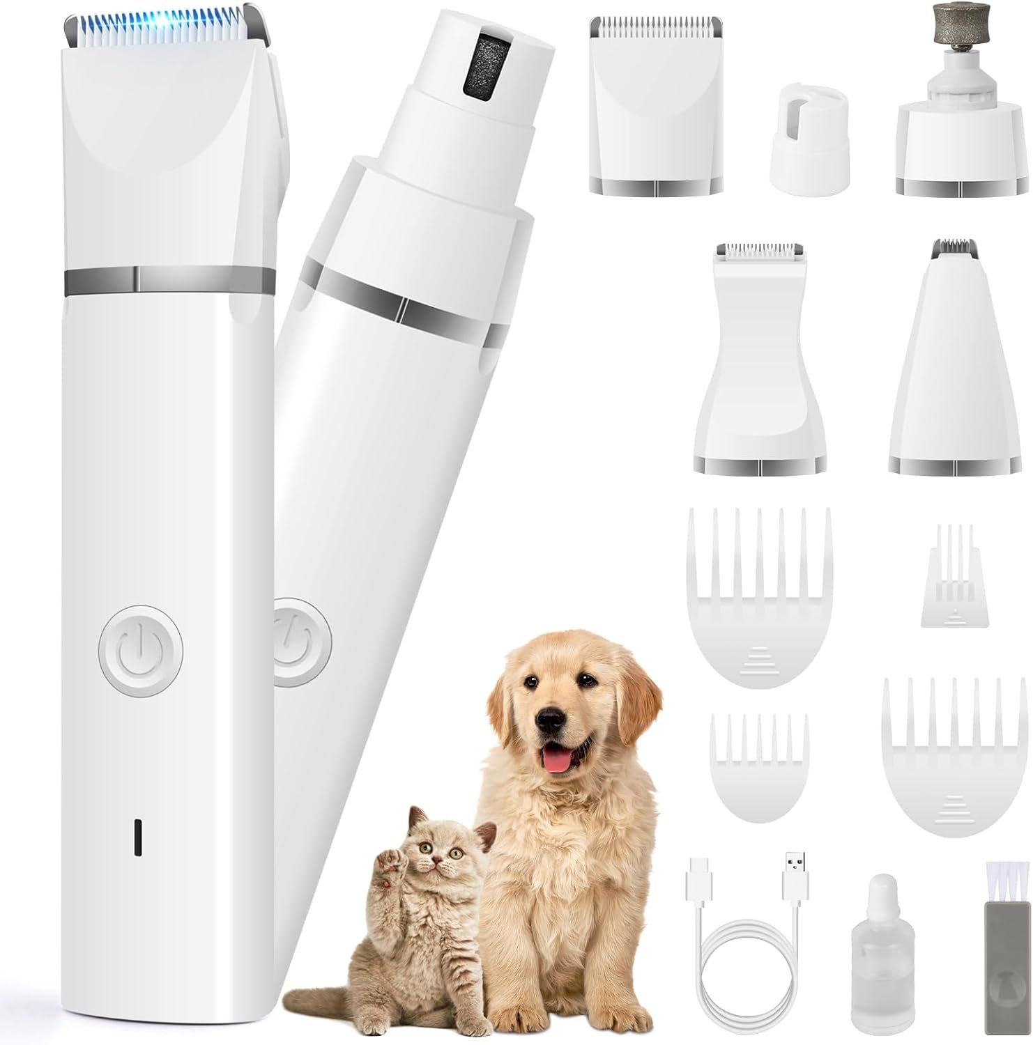 Four in One Dog Clippers Grooming Kit with Paw Hair Trimmer for Cats and Pets