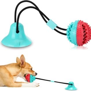 Interactive Dog Tug of War Toy Mentally Stimulating Puppy Teething Toy Treat Dispensing Puzzle Ball for Small and Medium Dogs