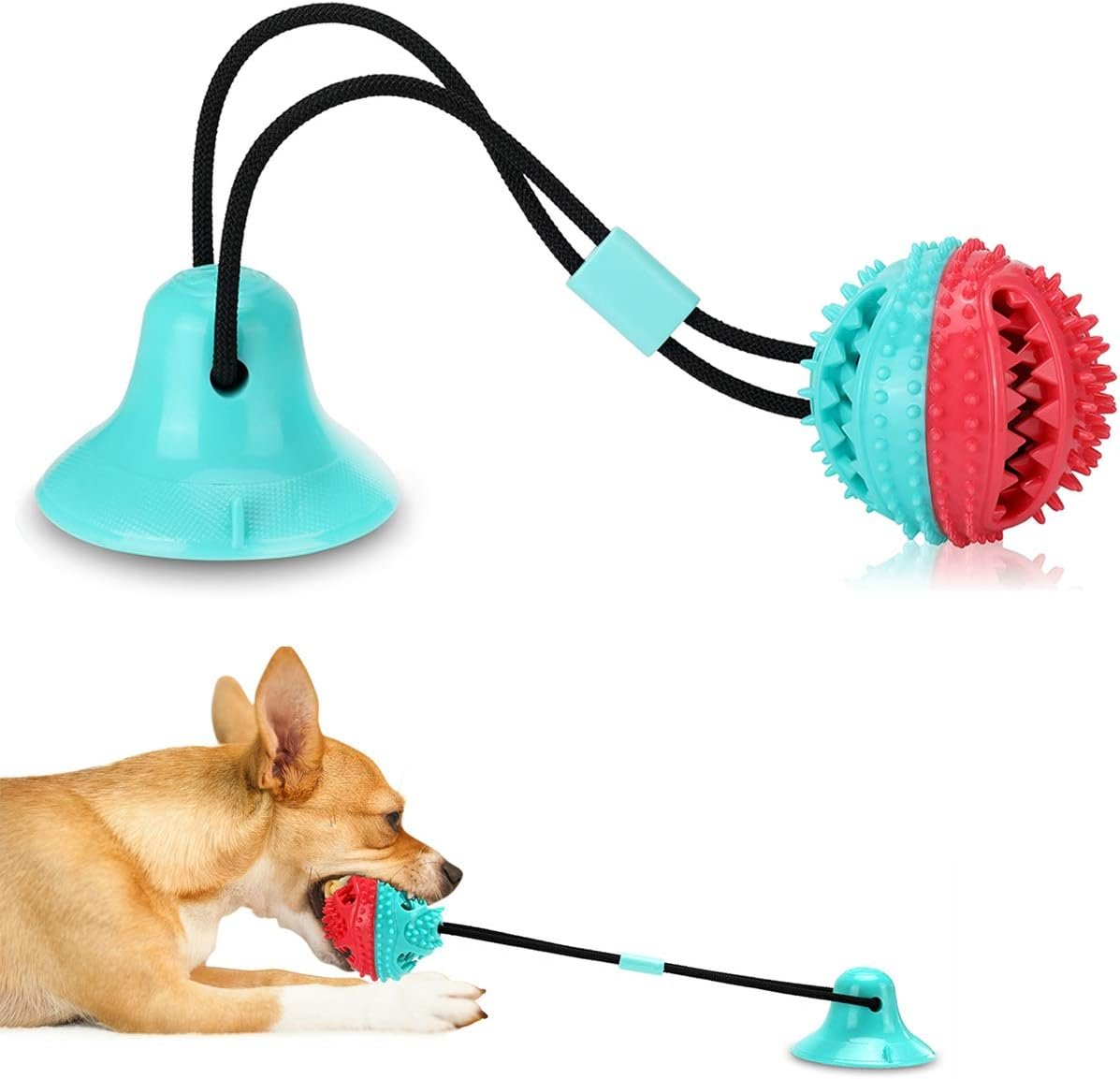 Interactive Dog Tug of War Toy Mentally Stimulating Puppy Teething Toy Treat Dispensing Puzzle Ball for Small and Medium Dogs