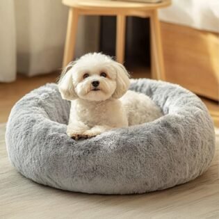 Dog and Cat Bed Calming Anti Anxiety Pet Bed for Small Dogs Fluffy Donut Cushion Bed for Small and Medium Pets