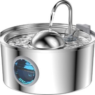 Stainless Steel Cat Water Fountain Automatic Bowl Dispenser for Dogs Cats Pets and Small Animals Indoor Pet Drinking Waterer Easy Cleaning