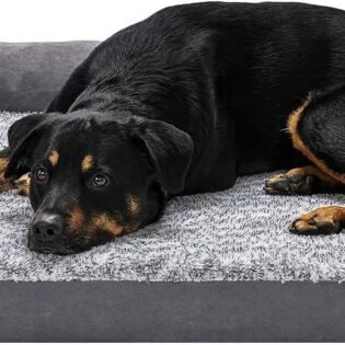 Orthopedic Dog Bed for Large Dogs with Removable Bolsters and Washable Cover Plush Faux Fur and Suede Chaise Pet Bed