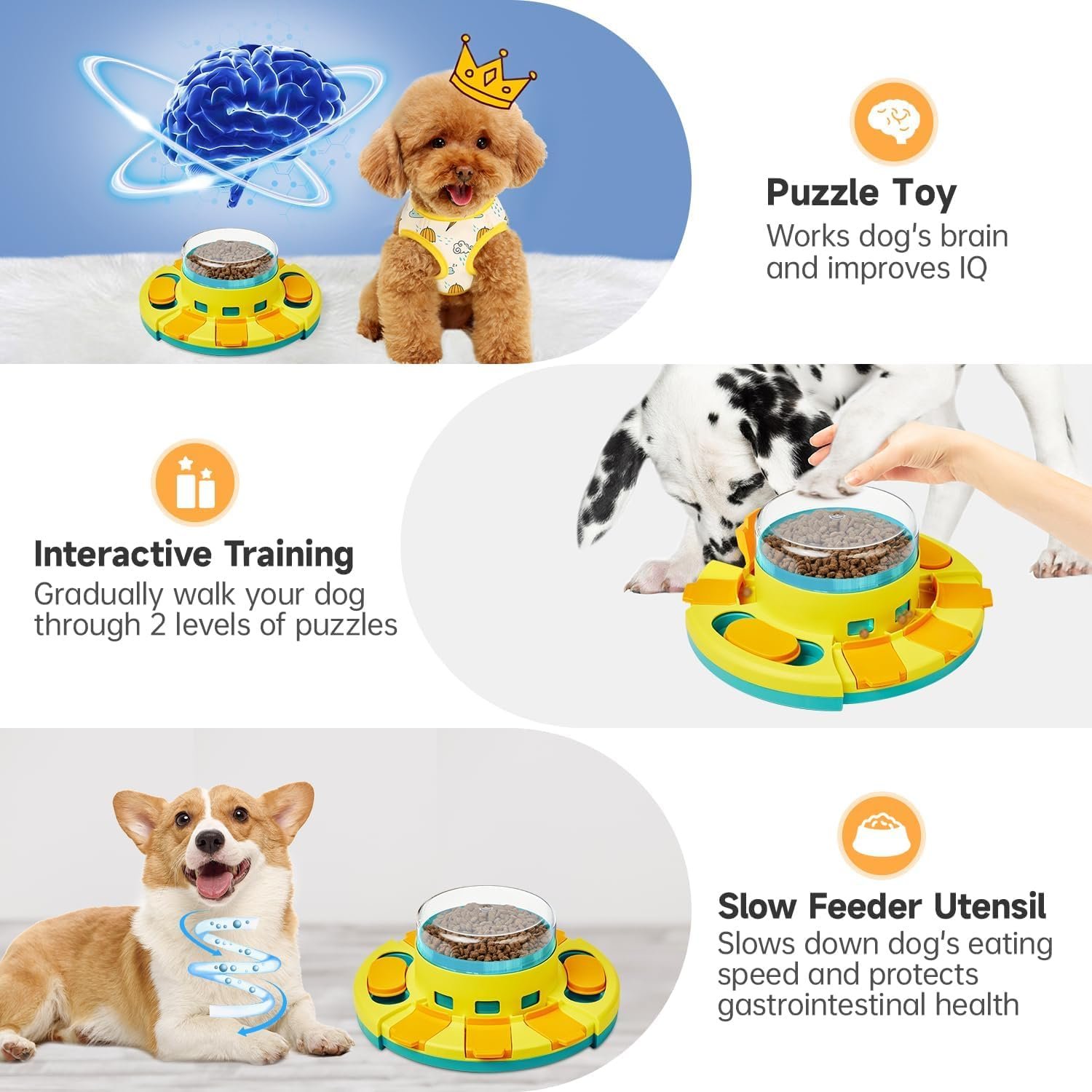 Dog Puzzle Toy Two Levels Slow Feeder Food Treat Dispenser for IQ Training and Entertainment - Image 2