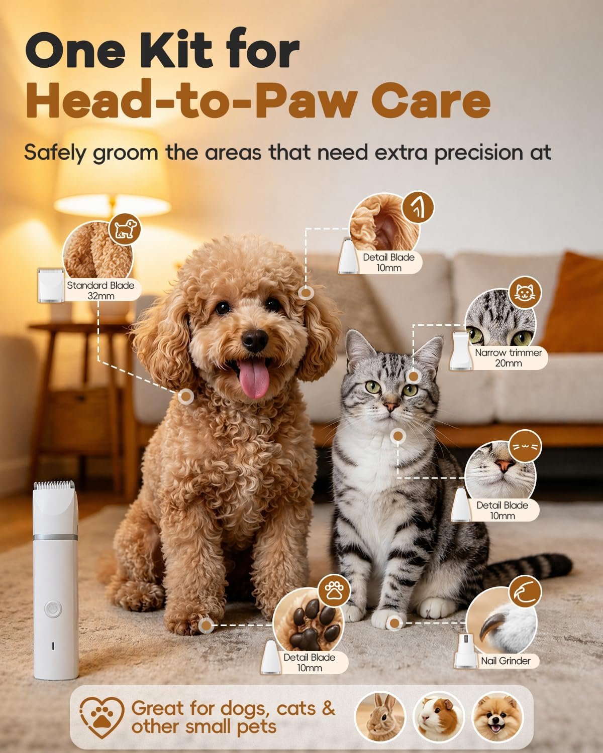Four in One Dog Clippers Grooming Kit with Paw Hair Trimmer for Cats and Pets - Image 2