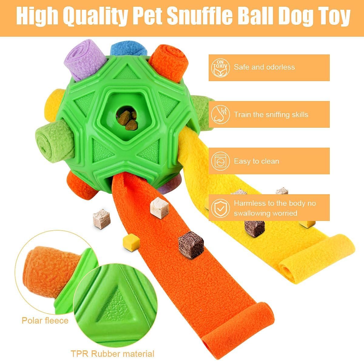 Dog Snuffle Ball Interactive Puzzle Toy Encourages Natural Foraging Skills Slow Feeder Training Stress Relief Food Hiding Chew Toy - Image 2