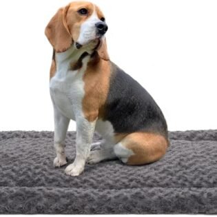 Washable Dog Bed Mat Reversible Dog Crate Pad Soft Fluffy Pet Kennel Bed Sleeping Mattress for Large Medium Small Dogs Grey