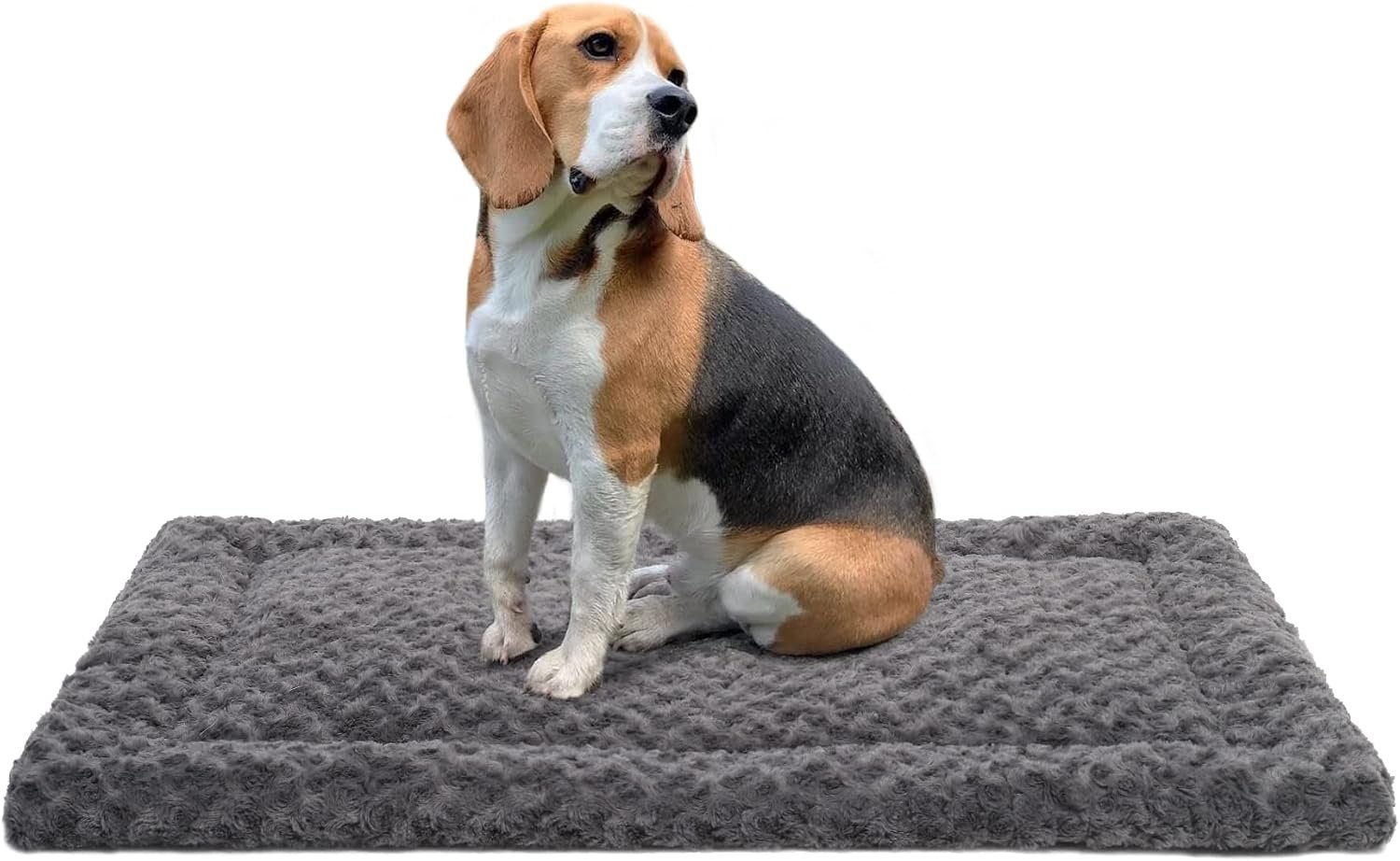 Washable Dog Bed Mat Reversible Dog Crate Pad Soft Fluffy Pet Kennel Bed Sleeping Mattress for Large Medium Small Dogs Grey