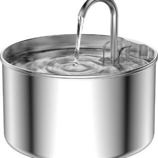 Stainless Steel Cat Water Fountain Indoor Metal Automatic Cat Dog Waterer Bowl Faucet Bottle Watering System Running Water Dispenser for Pets