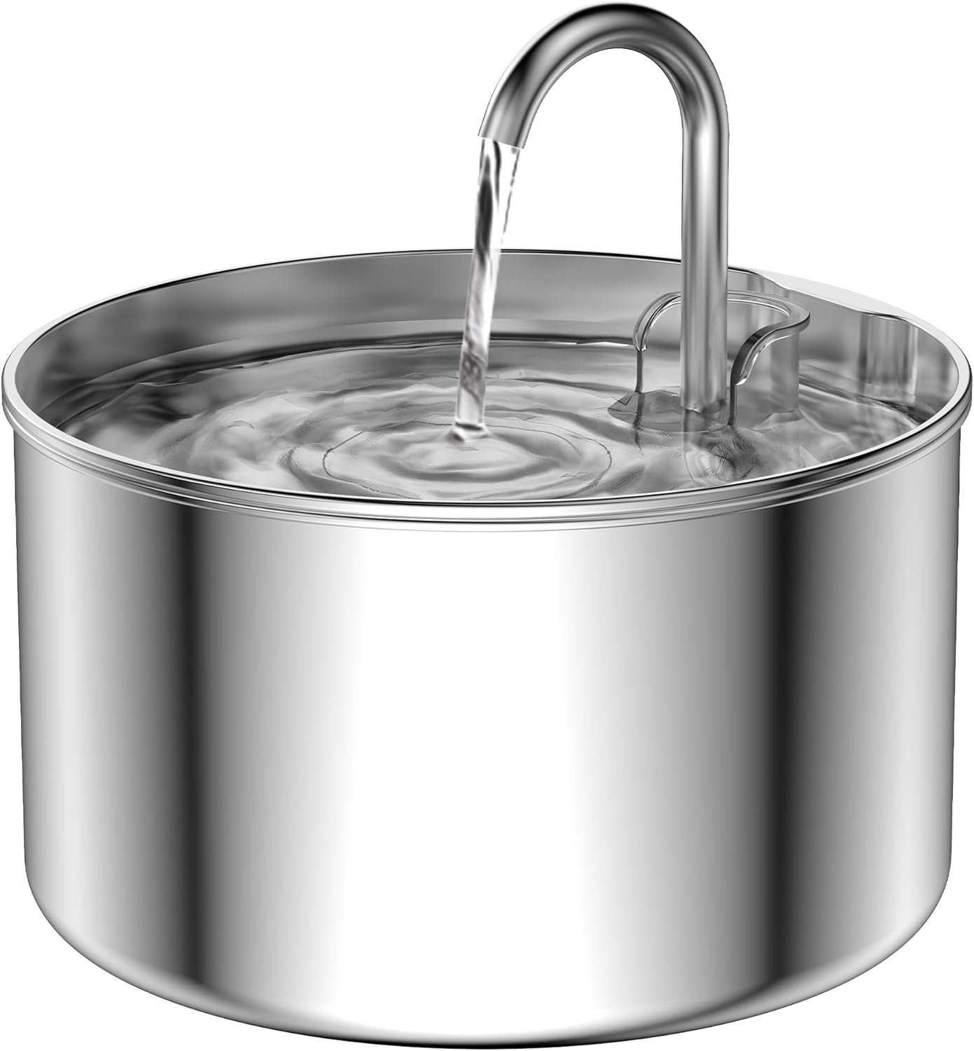 Stainless Steel Cat Water Fountain Indoor Metal Automatic Cat Dog Waterer Bowl Faucet Bottle Watering System Running Water Dispenser for Pets