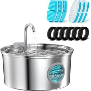 Cat Water Fountain with Replacement Filters and Sponges Automatic Pet Drinking Water Dispenser