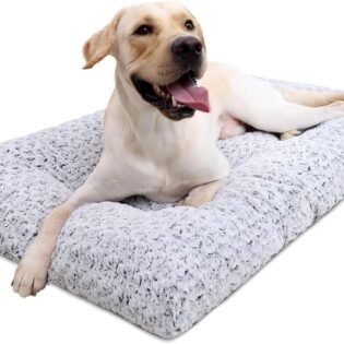 Washable Dog Bed Deluxe Plush Dog Crate Bed Comfy Kennel Pad Anti Slip Pet Sleeping Mat for Large Medium Small Dogs Grey