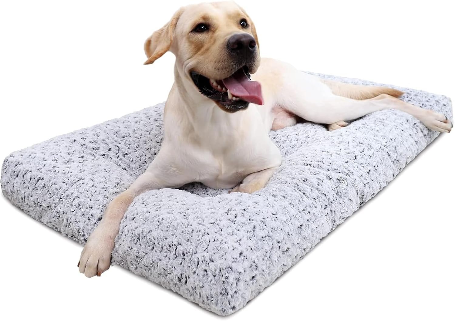 Washable Dog Bed Deluxe Plush Dog Crate Bed Comfy Kennel Pad Anti Slip Pet Sleeping Mat for Large Medium Small Dogs Grey