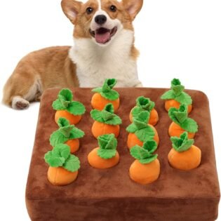 Interactive Dog Toy Carrot Snuffle Mat Plush Puzzle Toy Two in One Non Slip Nosework Feed Game Stress Relief