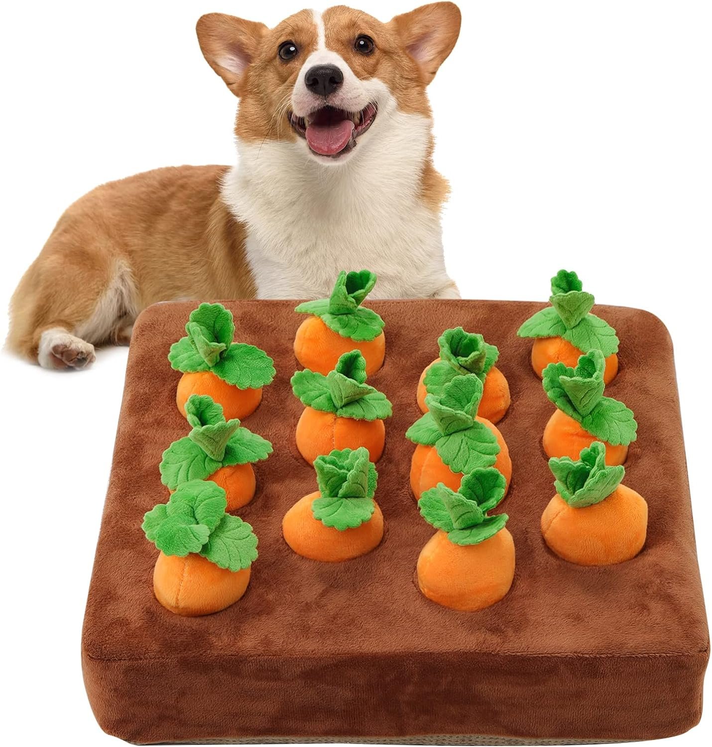Interactive Dog Toy Carrot Snuffle Mat Plush Puzzle Toy Two in One Non Slip Nosework Feed Game Stress Relief