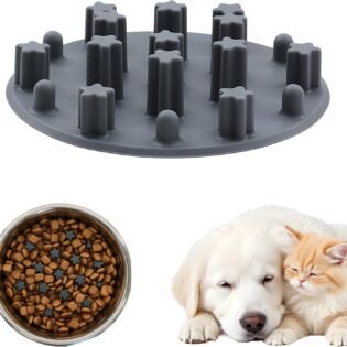 Slow Feeder Insert for Cat and Dog Bowls Anti Choking Silicone with Strong Suction Cups for Puppies Small and Medium Breeds