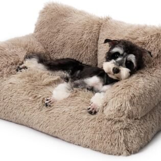 Pet Bed for Cats and Small Dogs Washable Puppy Sleeping Bed Cat Couch Pet Sofa Bed Soft Calming Cat Sofa Bed Indoor Cats Anti Slip Bottom Brown
