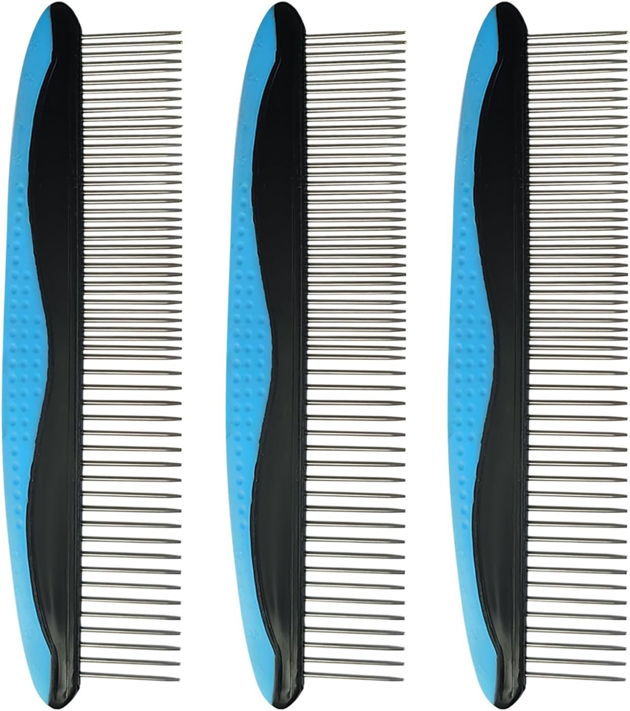 Metal Combs for Dogs and Cats, Pet Steel Brusher for Removing Tangles & Knots, Professional Grooming Tools - 3 Pack