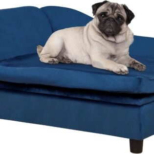 Luxury Fancy Dog Couch with Hidden Storage Small Dog Sofa Bed with Soft Foam Modern Pet Furniture for Puppies and Little Breeds Blue