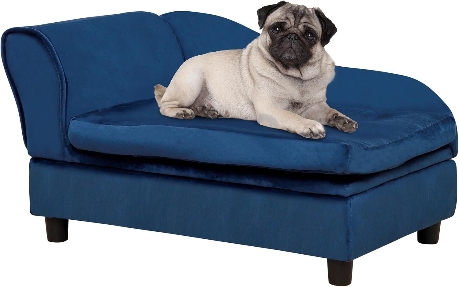 Luxury Fancy Dog Couch with Hidden Storage Small Dog Sofa Bed with Soft Foam Modern Pet Furniture for Puppies and Little Breeds Blue