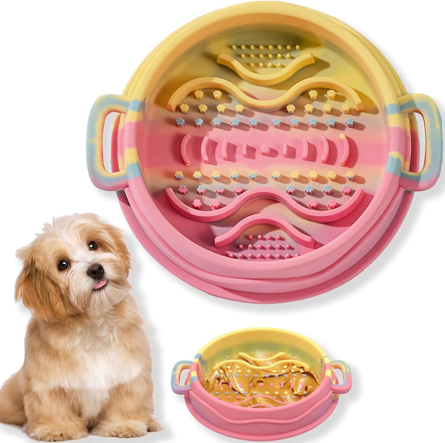 Silicone Slow Feeder Dog Bowl Anxiety Relief Lick Bowl for Puppies Small Dogs and Cats