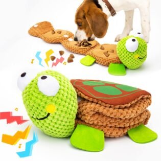 Dog Puzzle Toy Enrichment Squeaky Crinkle Snuffle Treat Dispensing Smart Toy for Boredom Stimulation Durable Plush Toy