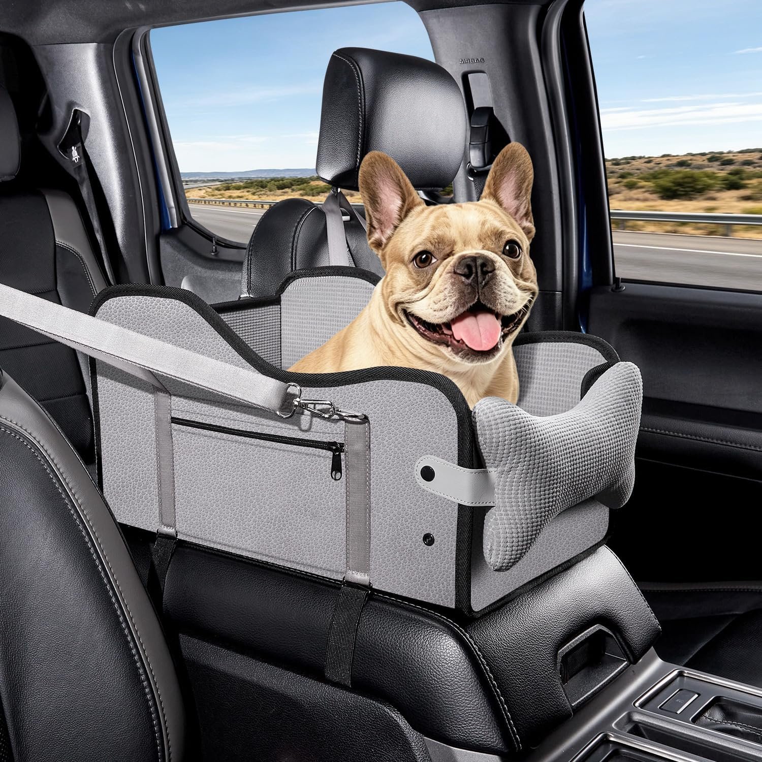 Center Console Dog Car Seat for Small Dogs Full Size Vehicle Use