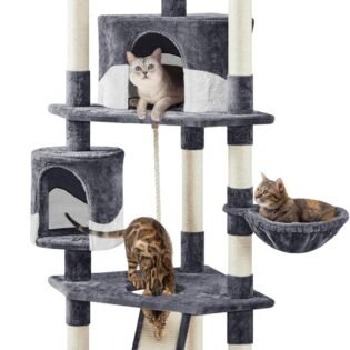 Multi Level Cat Tree Indoor Tower with Sisal Covered Scratching Posts Plush Perches and Condo for Cats and Pets
