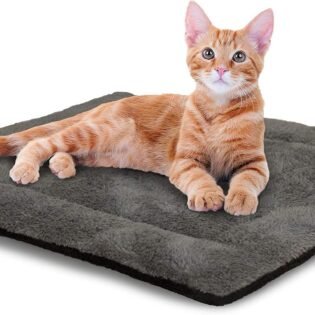 Self Warming Cat Bed Pad Self Heating Pad for Outdoor Cat Houses Warming Mat for Indoor Pet Beds and Furniture Reversible Blanket Machine Washable Grey Black
