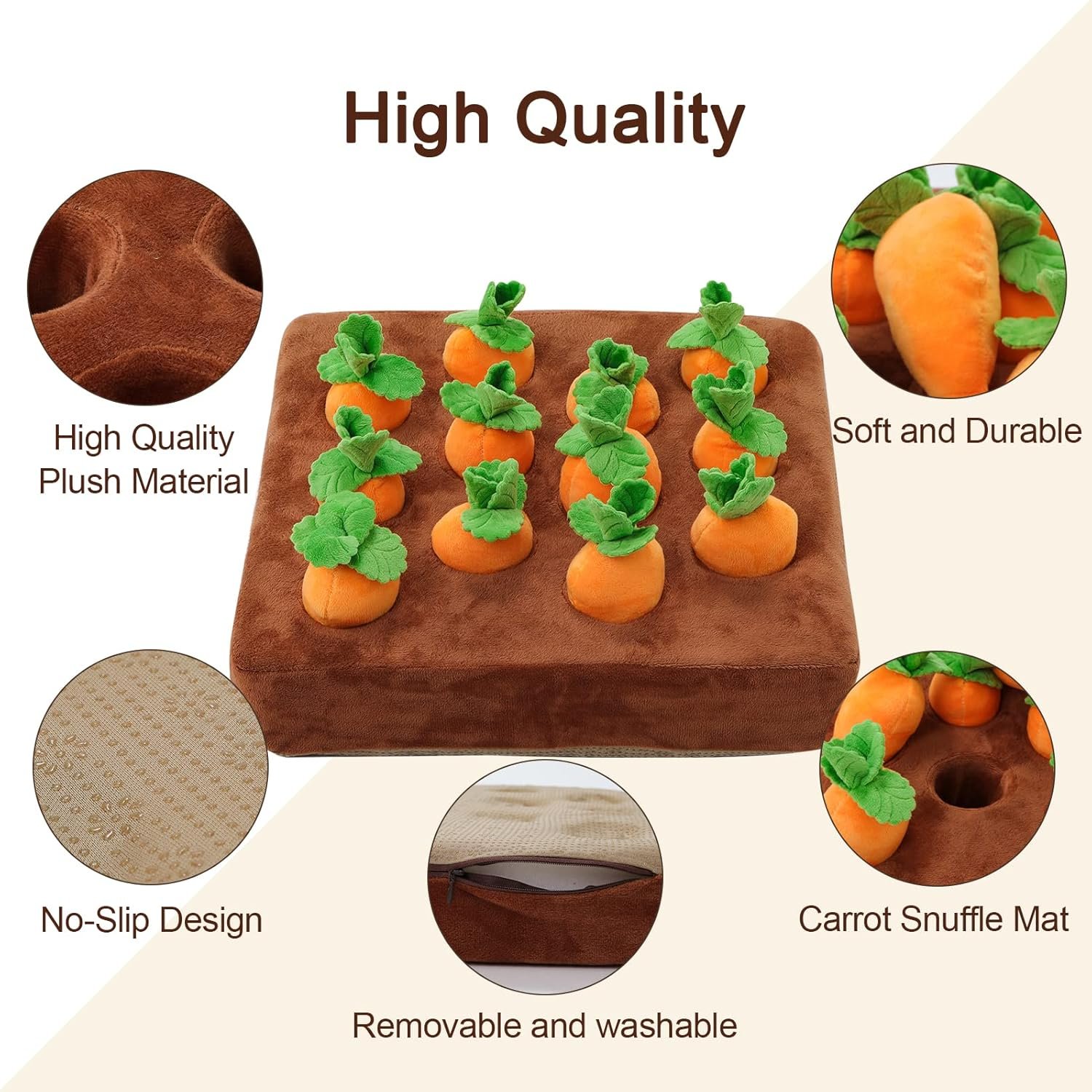 Interactive Dog Toy Carrot Snuffle Mat Plush Puzzle Toy Two in One Non Slip Nosework Feed Game Stress Relief - Image 2