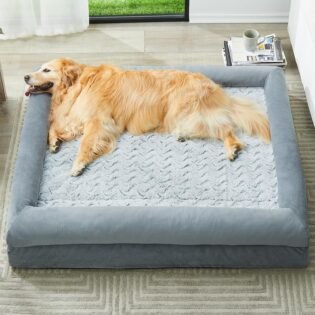 Washable Dog Bed for Large Dogs Extra Large Dog Couch Orthopedic Dog Sofa Bed with Removable Waterproof Cover Bolster Sides Sleeping Pet Bed