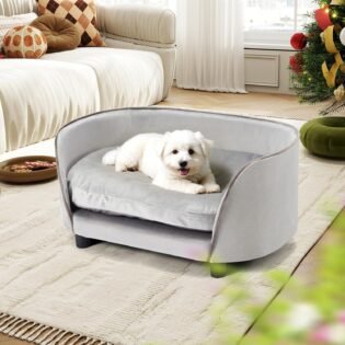 Elevated Dog Couch Bed Soft Pet Sofa for Small Dogs and Cats Modern Pet Furniture Easy to Clean Perfect for Puppies and Little Breeds Gray
